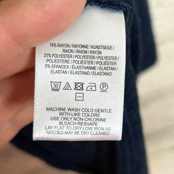 Anthropologie Akemi & Kin women's M blue black long sleeve top shirt scoop neck - Picture 5 of 6